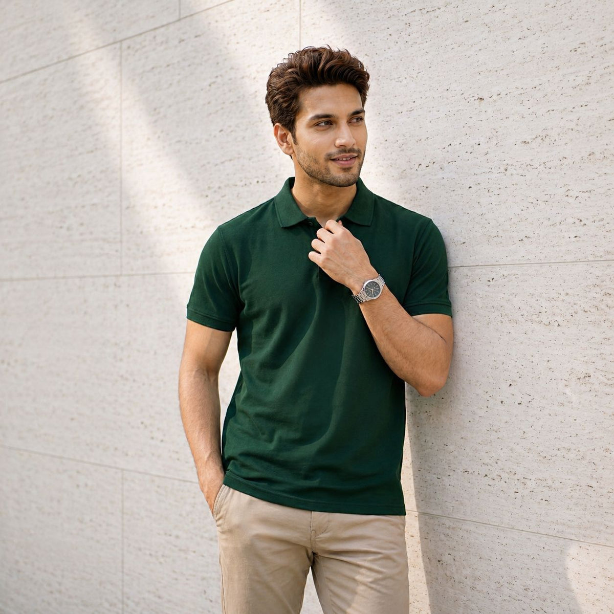Bottle Green Relaxed Fit Polo Tee
