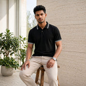 Monochrome Edge Black Polo T-Shirt