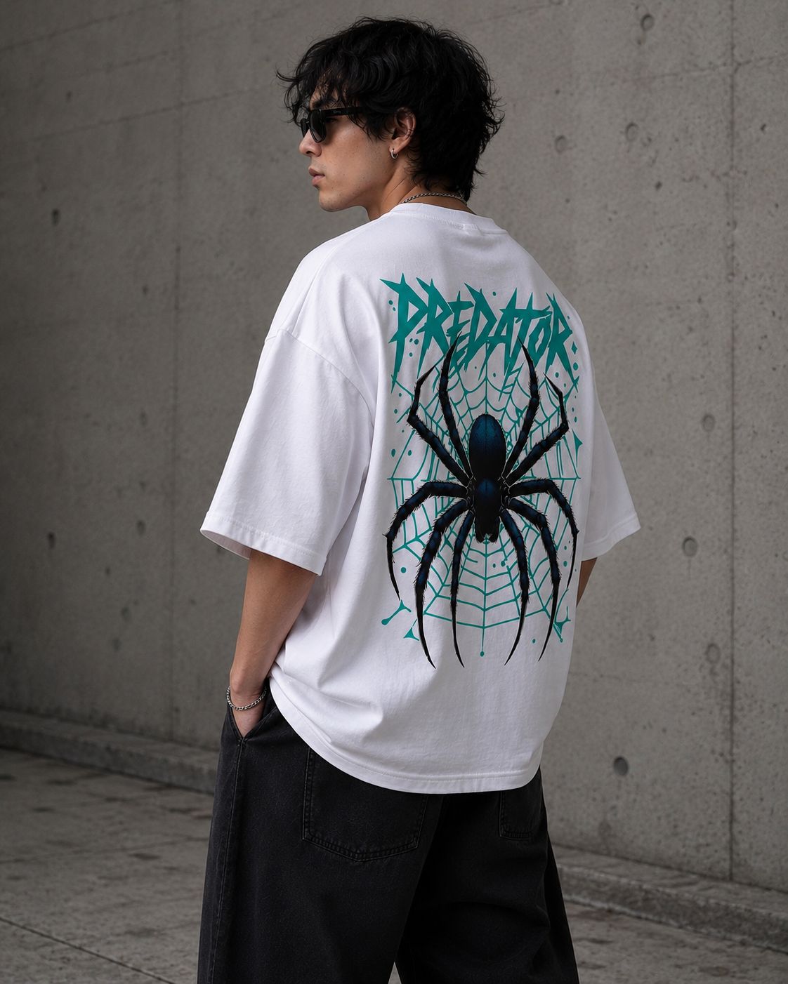 Predator Graphic Oversized T-Shirt – White | 230 GSM-4