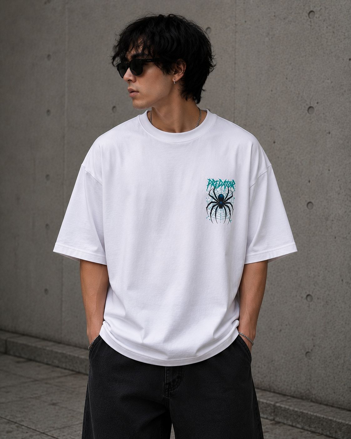 Predator Graphic Oversized T-Shirt – White | 230 GSM-5