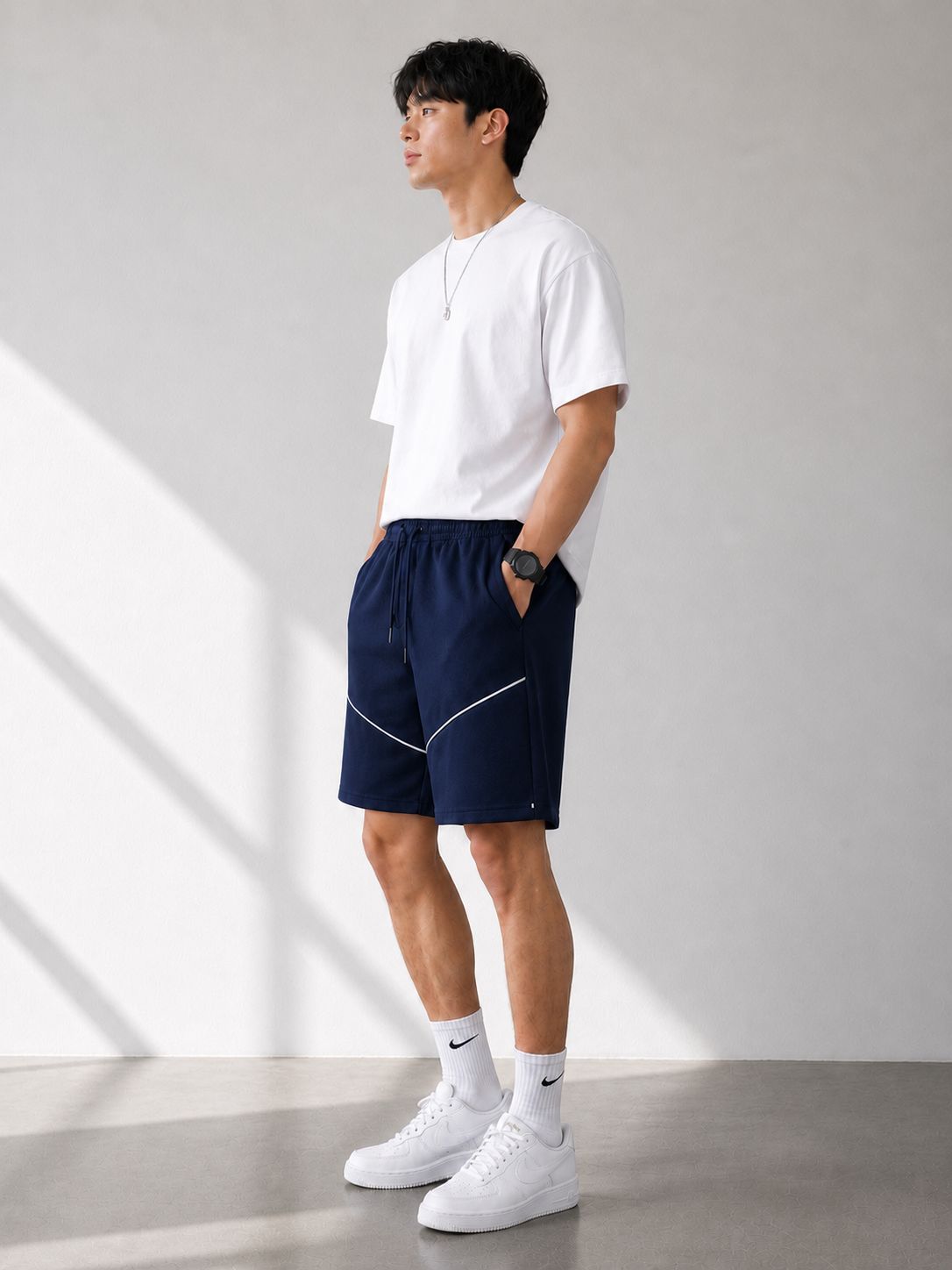 MOSAJC Midnight Vector Shorts ( Navy Blue )