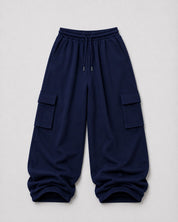 Mosajc Atlas Cargo Trackpants – Navy Blue | 260 GSM
