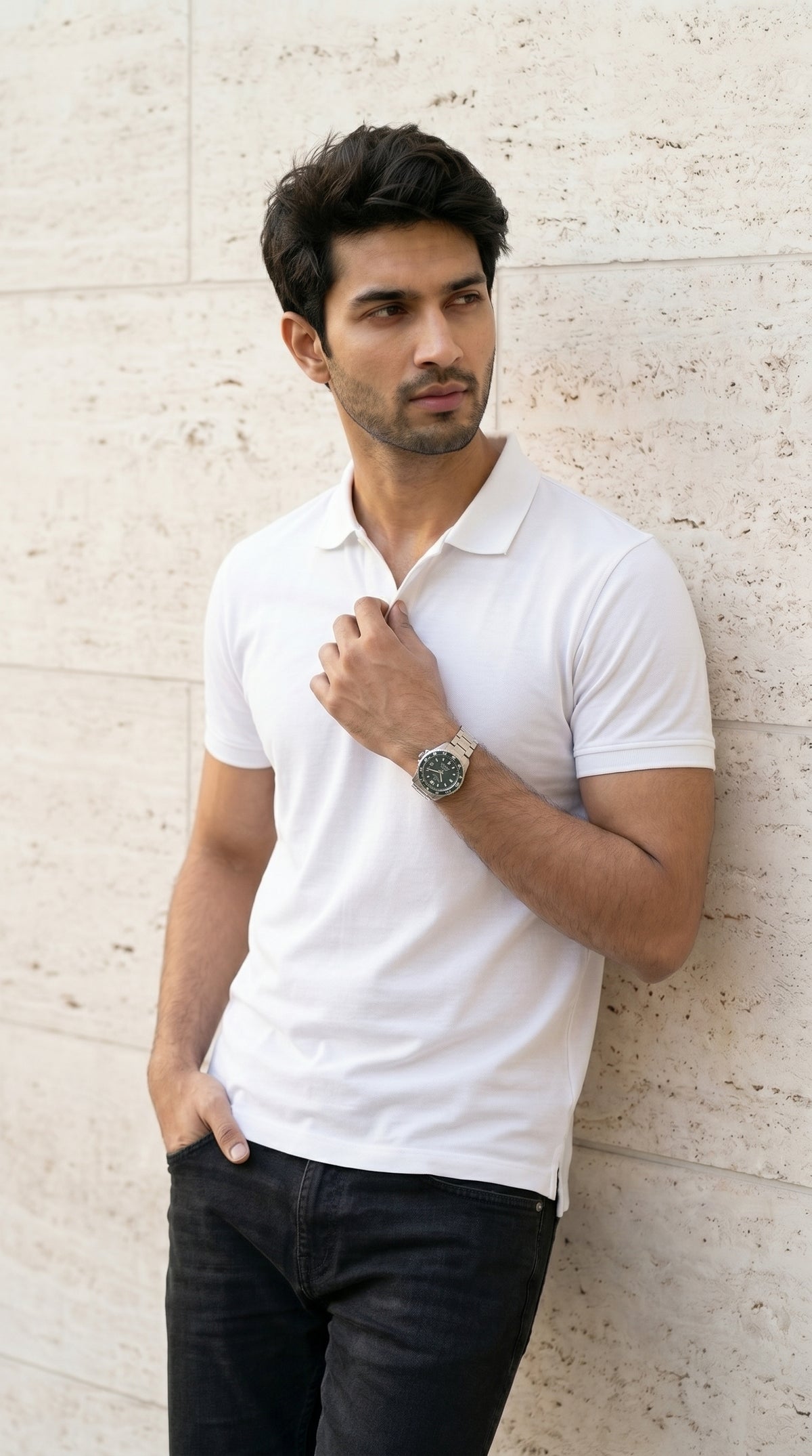 Pure White Relaxed Fit Polo Tee