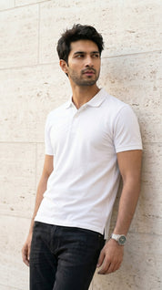 Pure White Relaxed Fit Polo Tee