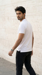 Pure White Relaxed Fit Polo Tee