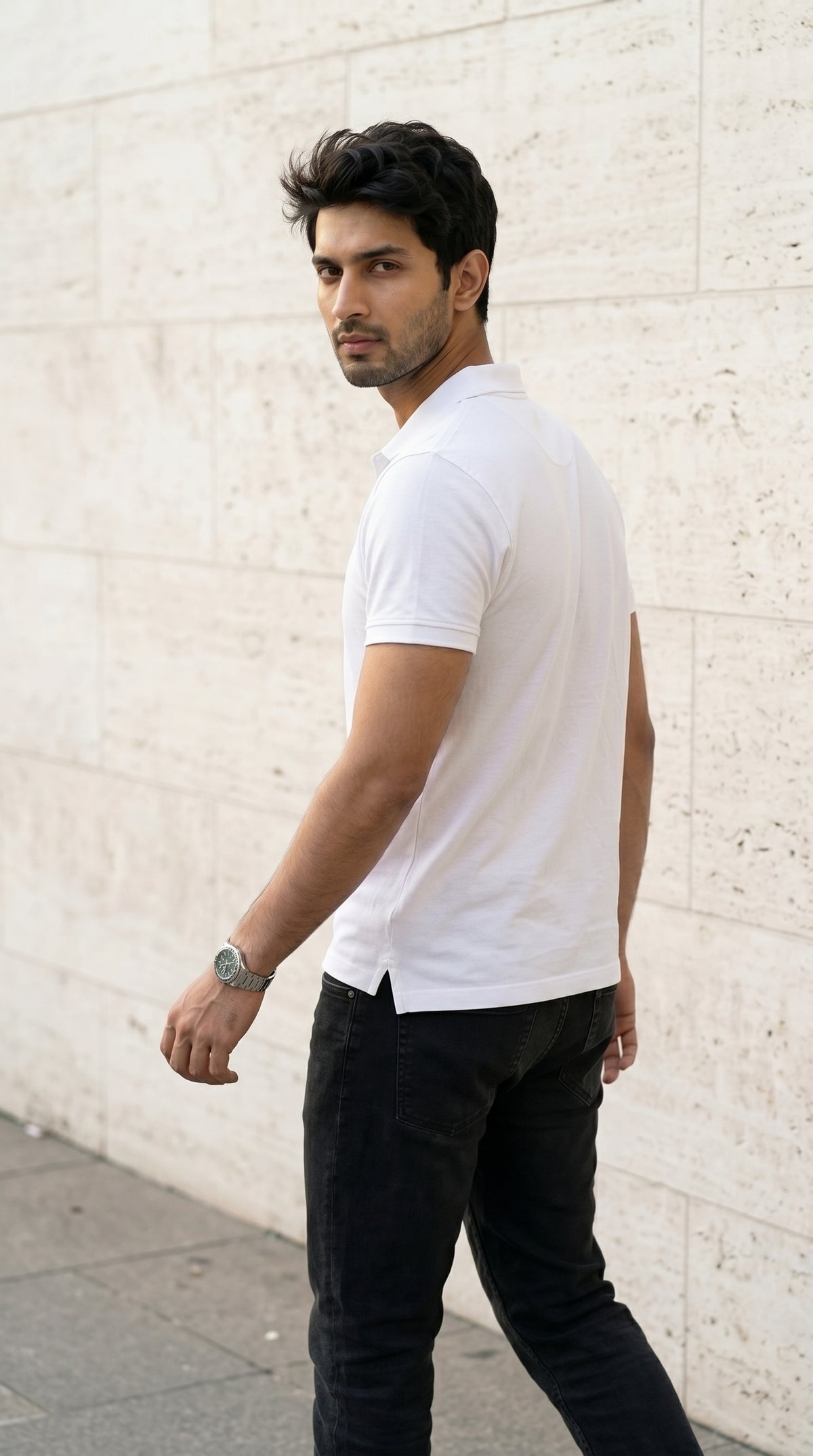 Pure White Relaxed Fit Polo Tee-10