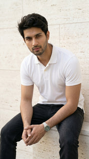 Pure White Relaxed Fit Polo Tee