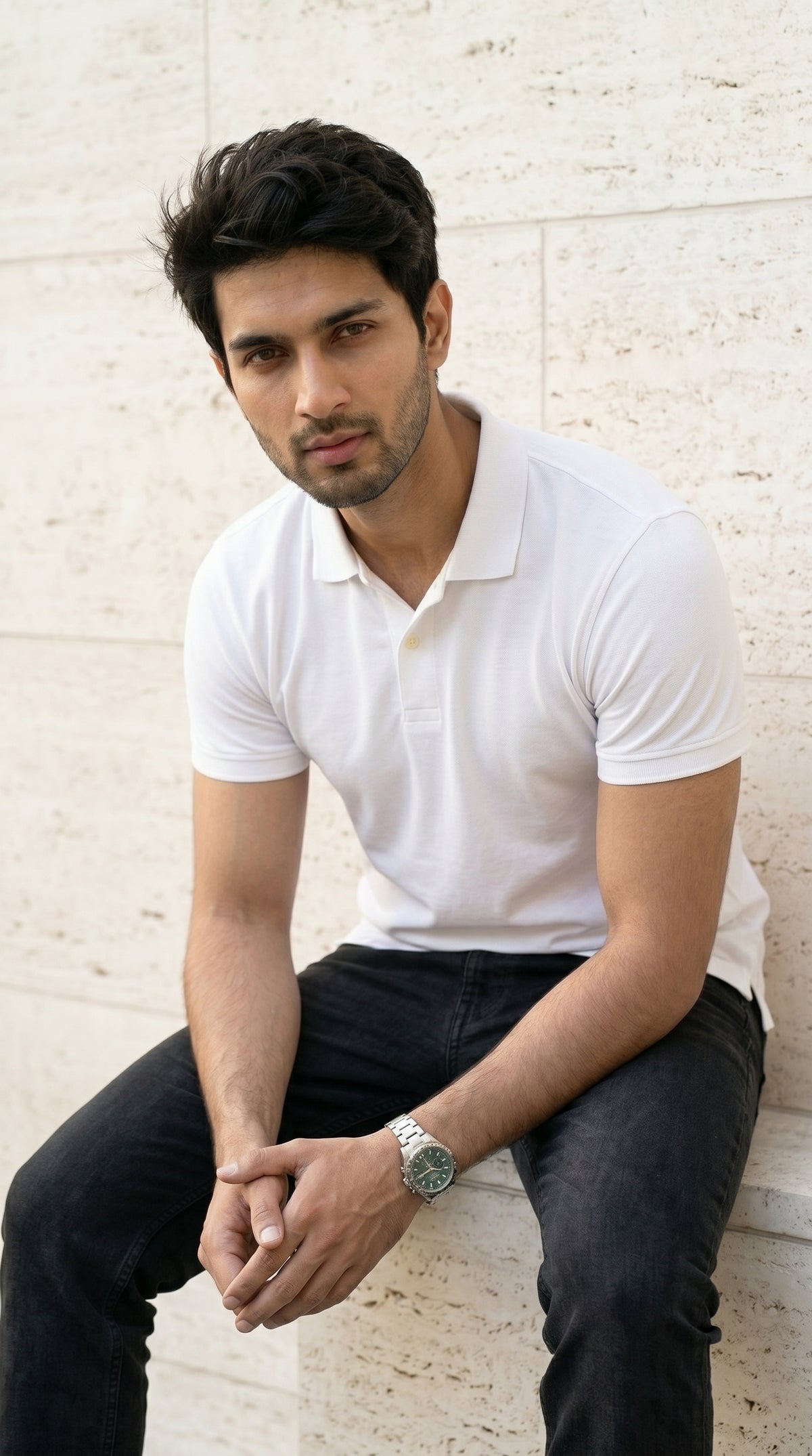 Pure White Relaxed Fit Polo Tee-9