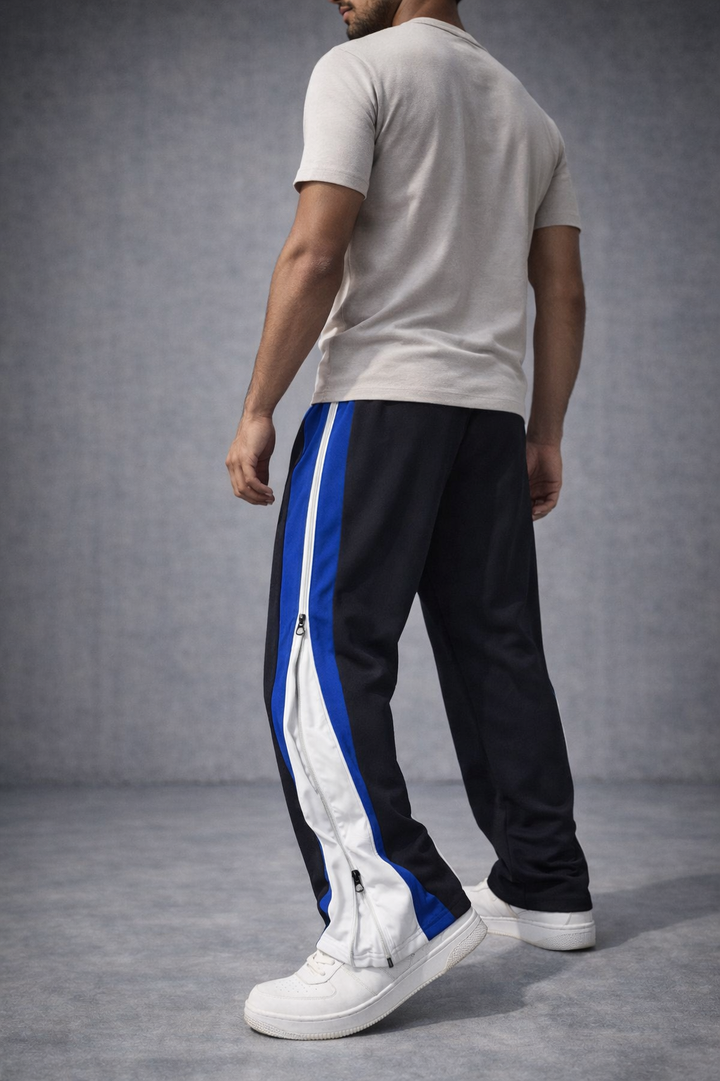 Velocity Blue Zip Panel Track Pants – Black with Blue/White Panel-9