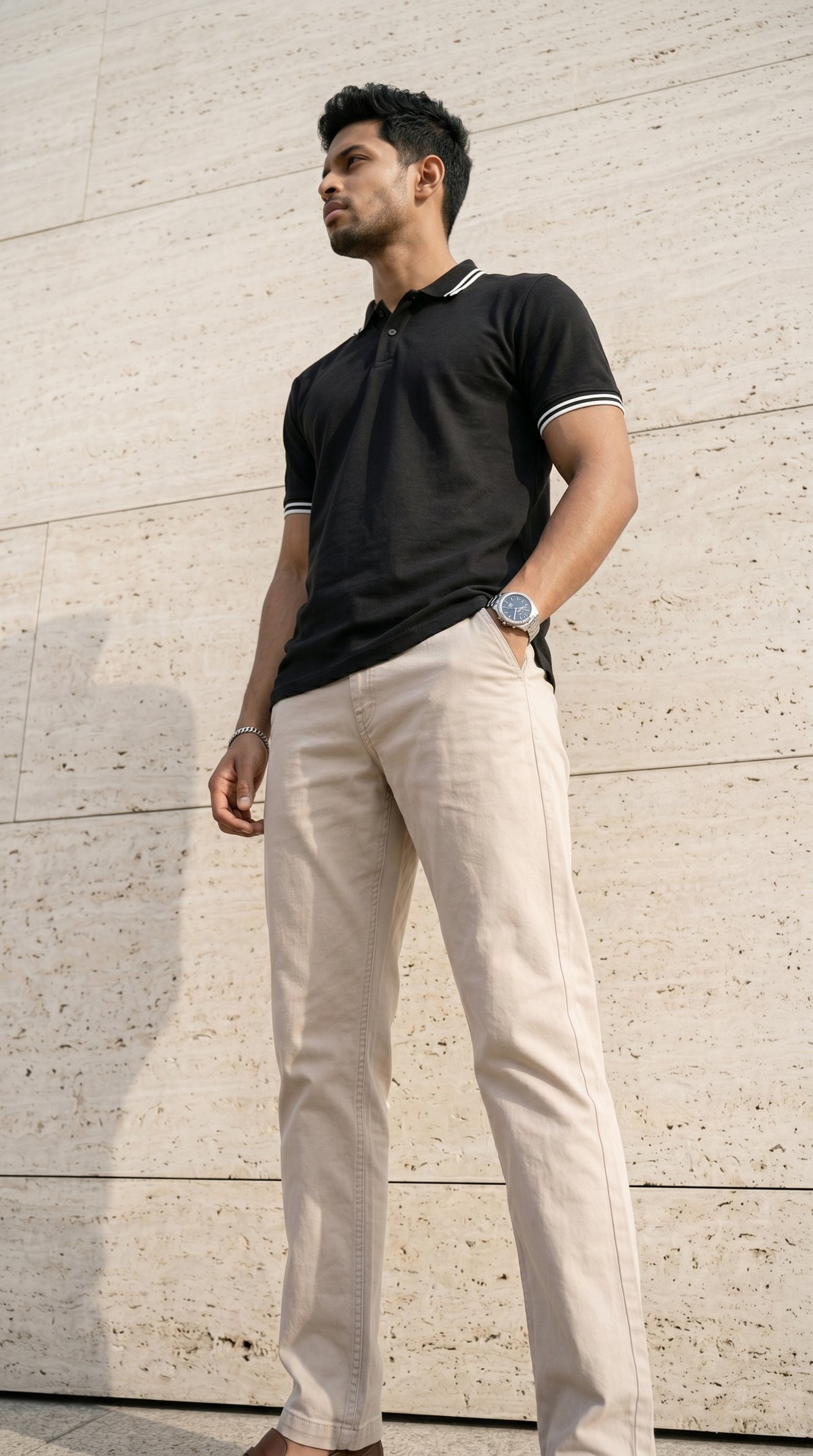 Monochrome Edge Black Polo T-Shirt-6