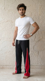 ZipSwitch Track Pants – Black with Red Panel