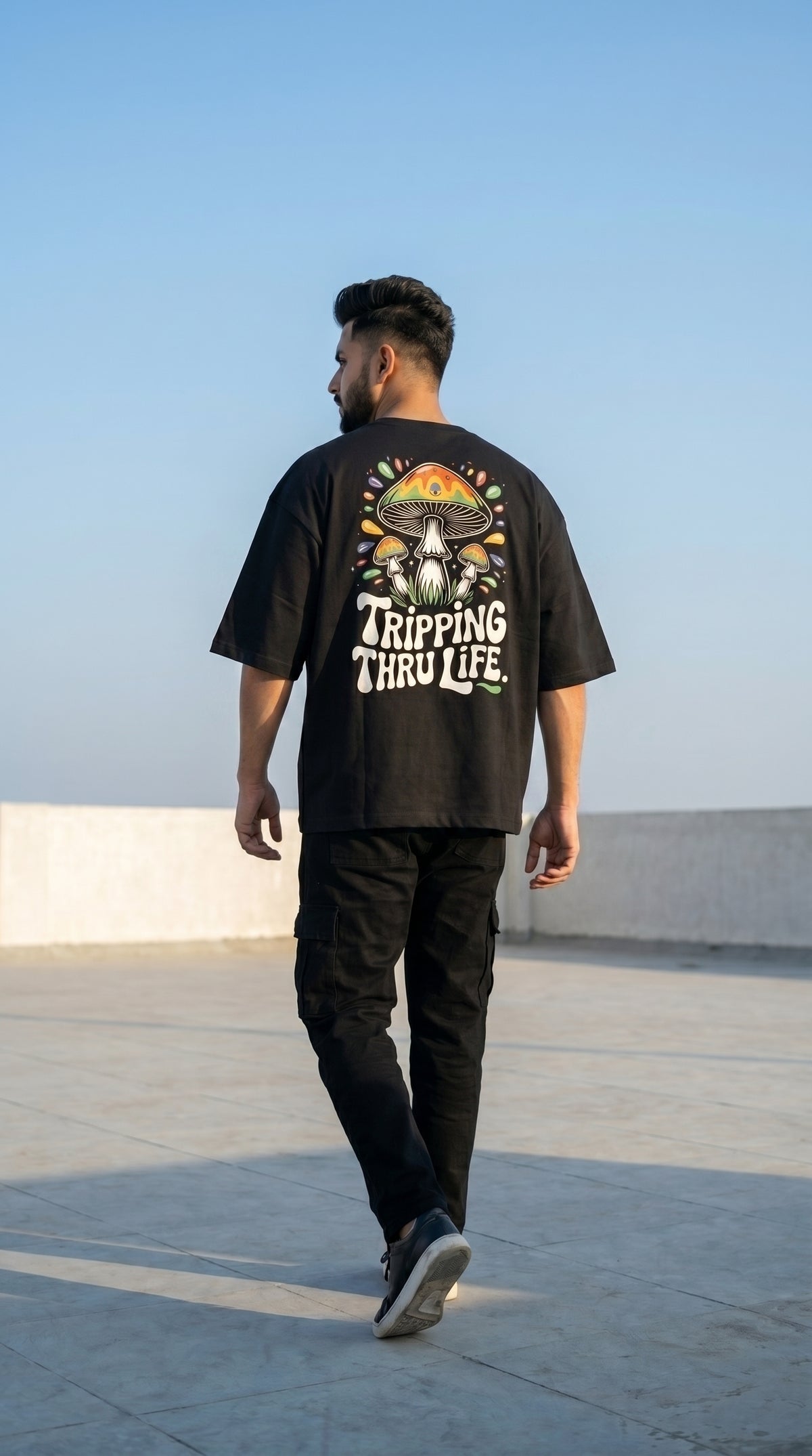 Tripping Thru Life Oversized Graphic T-Shirt-4