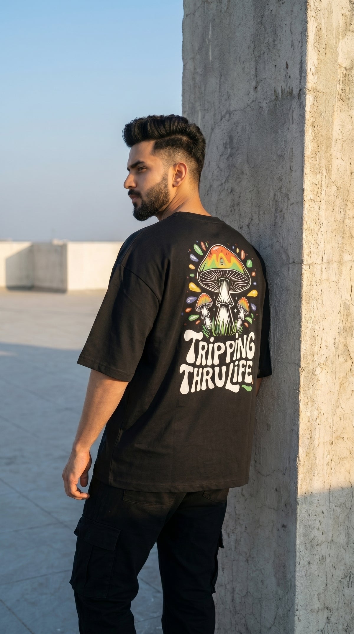 Tripping Thru Life Oversized Graphic T-Shirt-5
