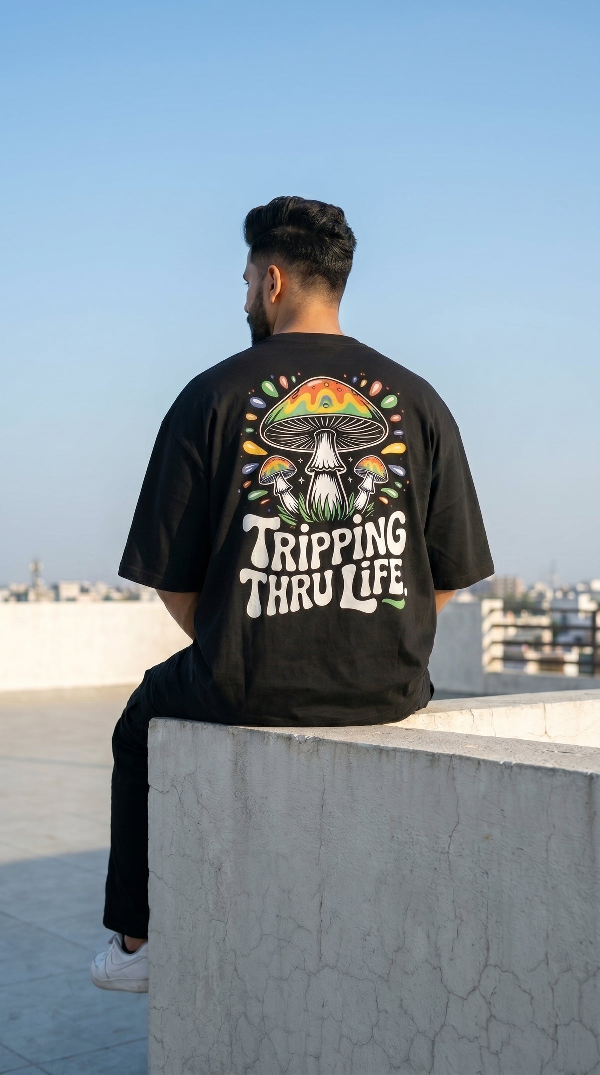Tripping Thru Life Oversized Graphic T-Shirt