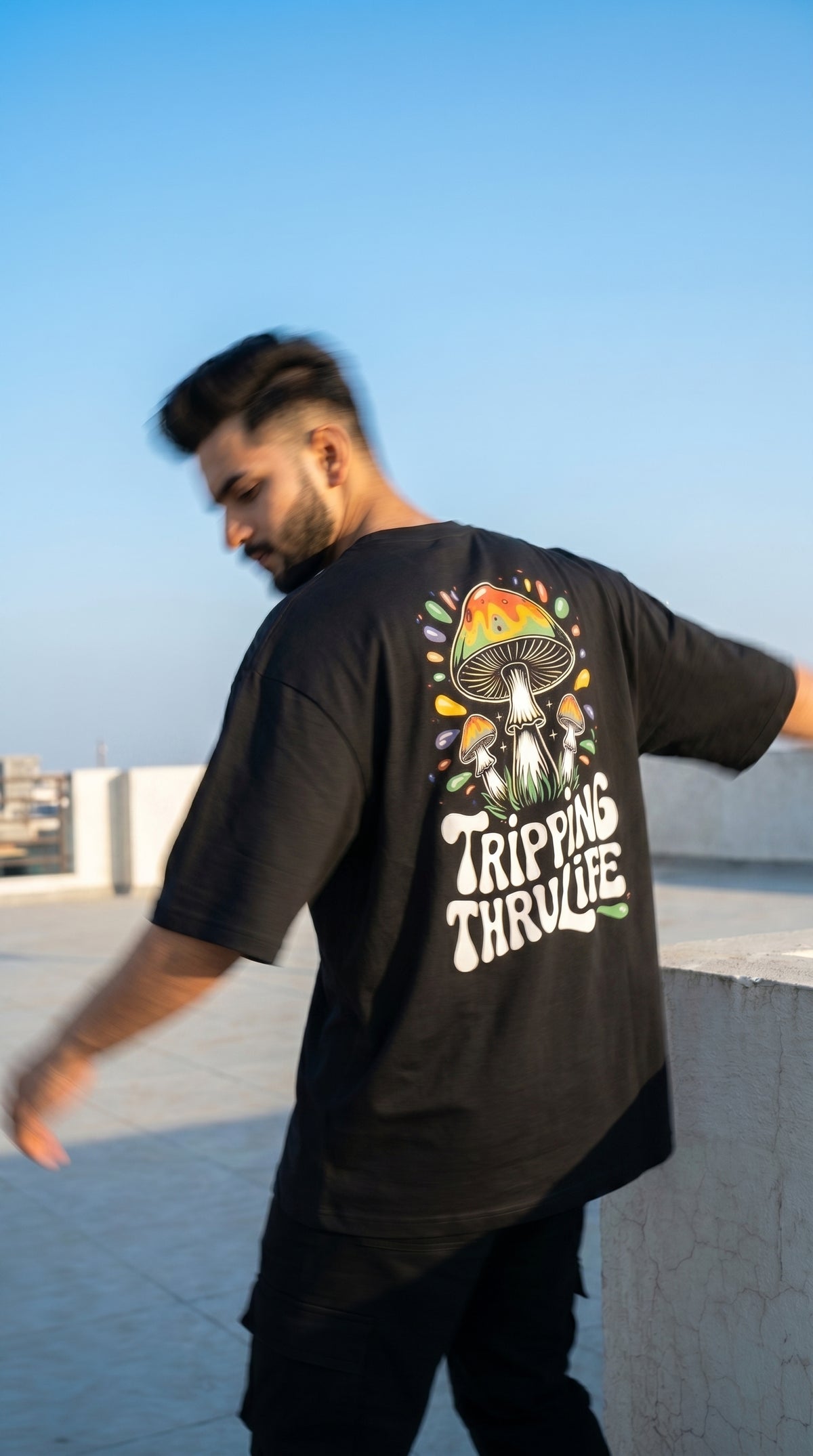 Tripping Thru Life Oversized Graphic T-Shirt-3