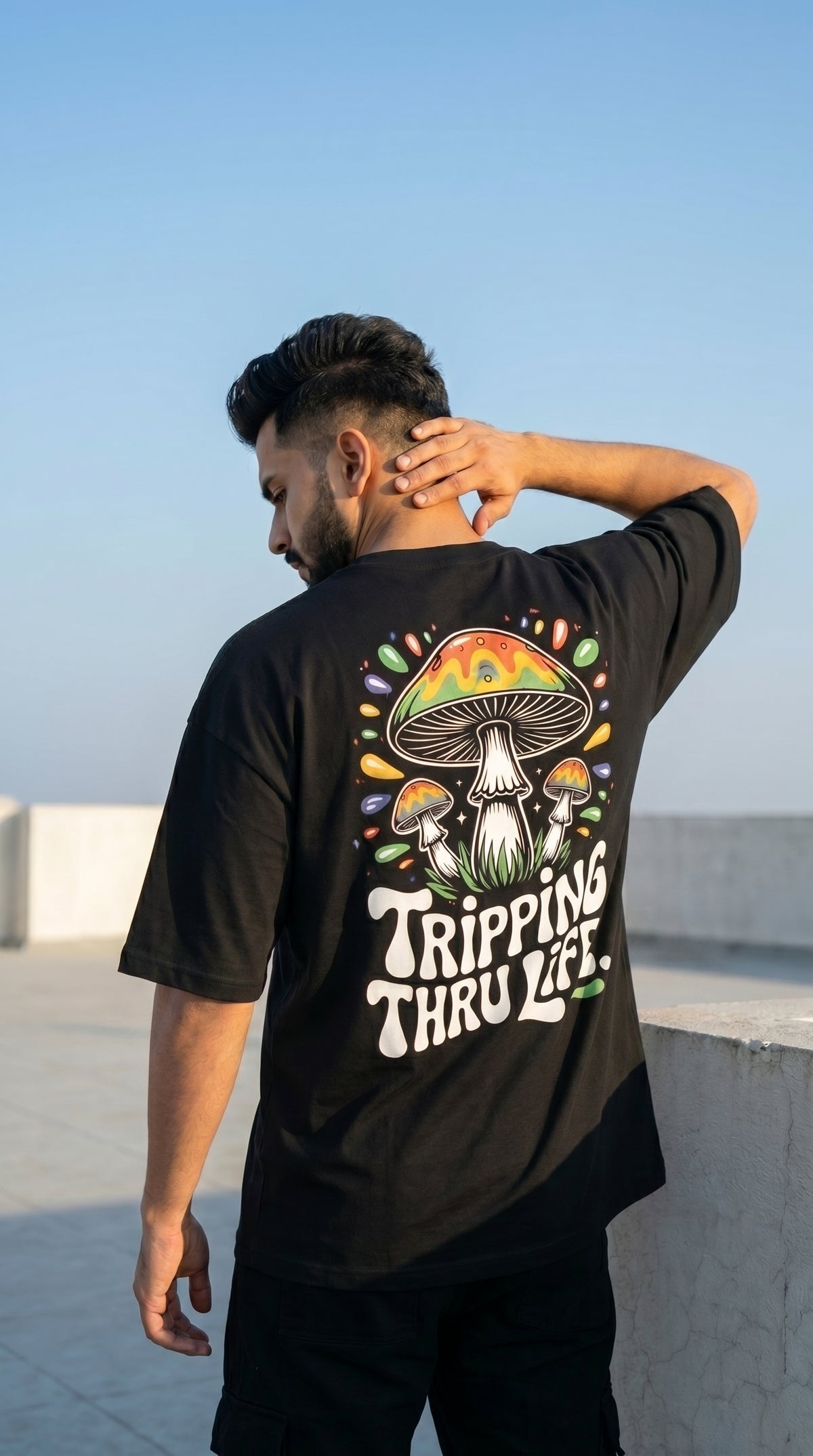 Tripping Thru Life Oversized Graphic T-Shirt