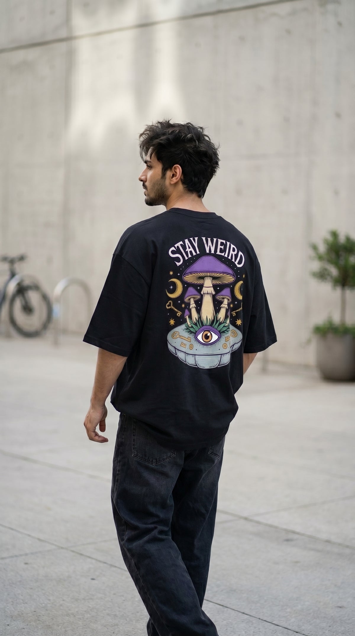 Stay Weird Oversized Graphic T-Shirt-4