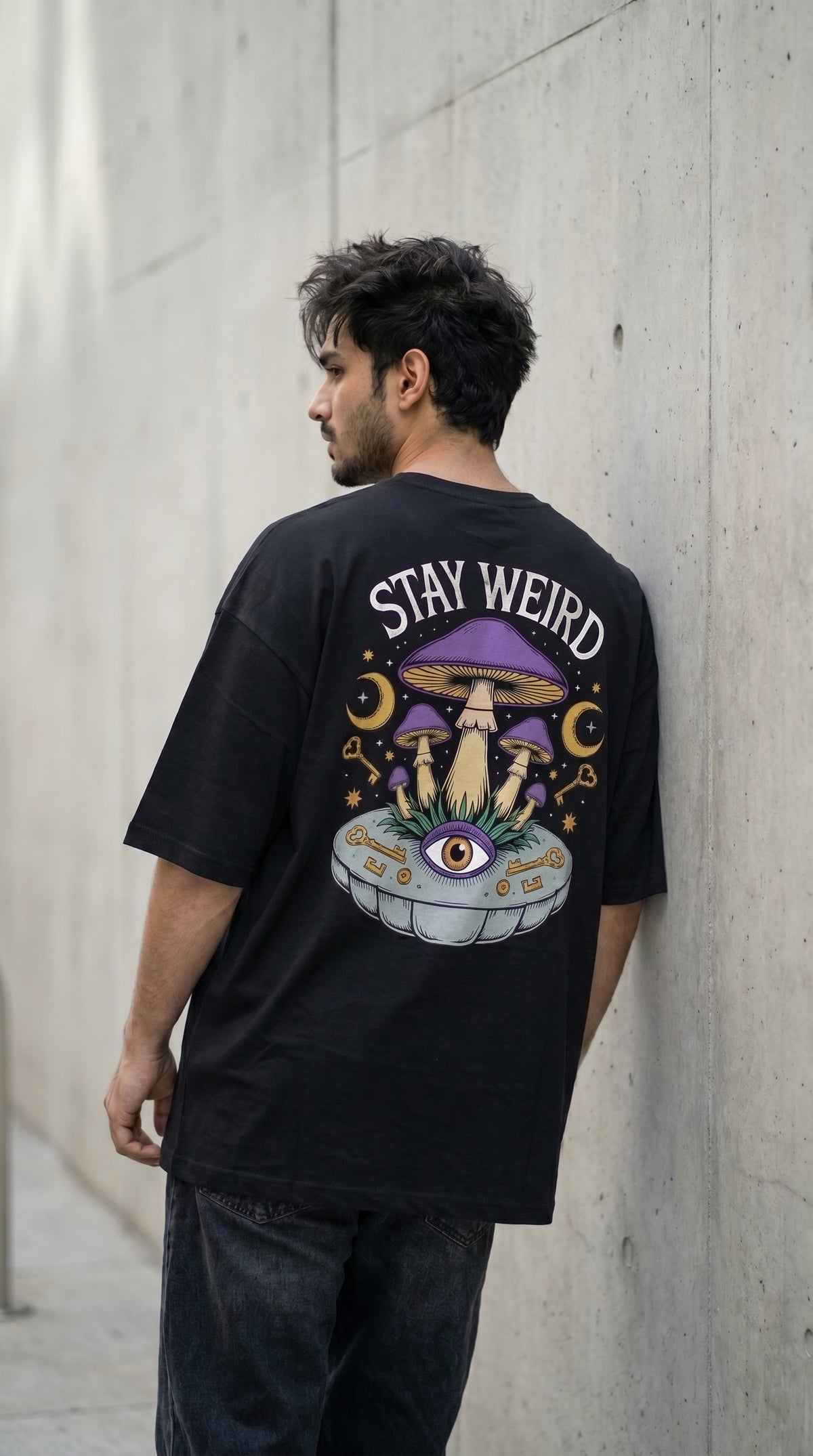 Stay Weird Oversized Graphic T-Shirt-6