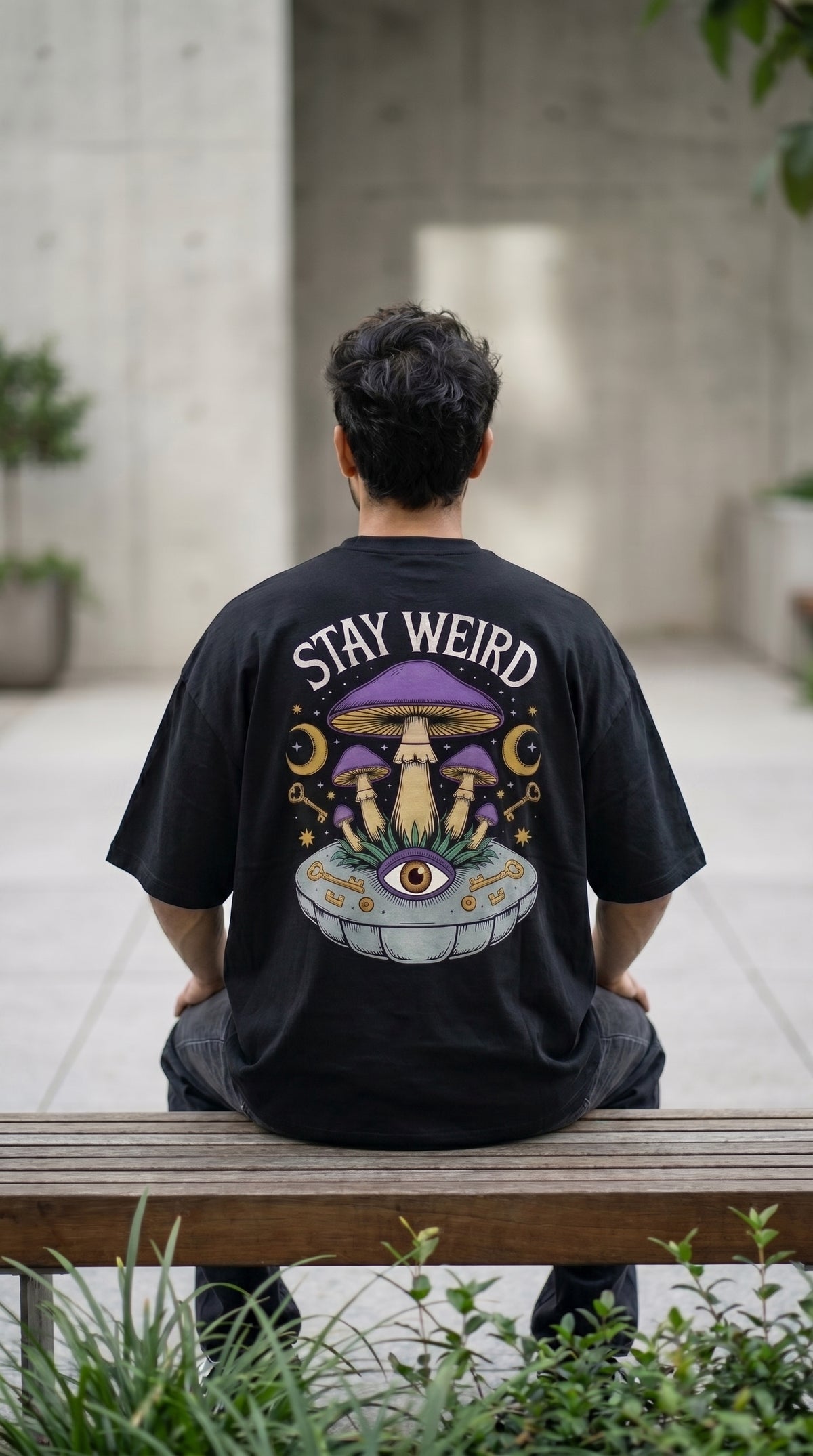 Stay Weird Oversized Graphic T-Shirt-3