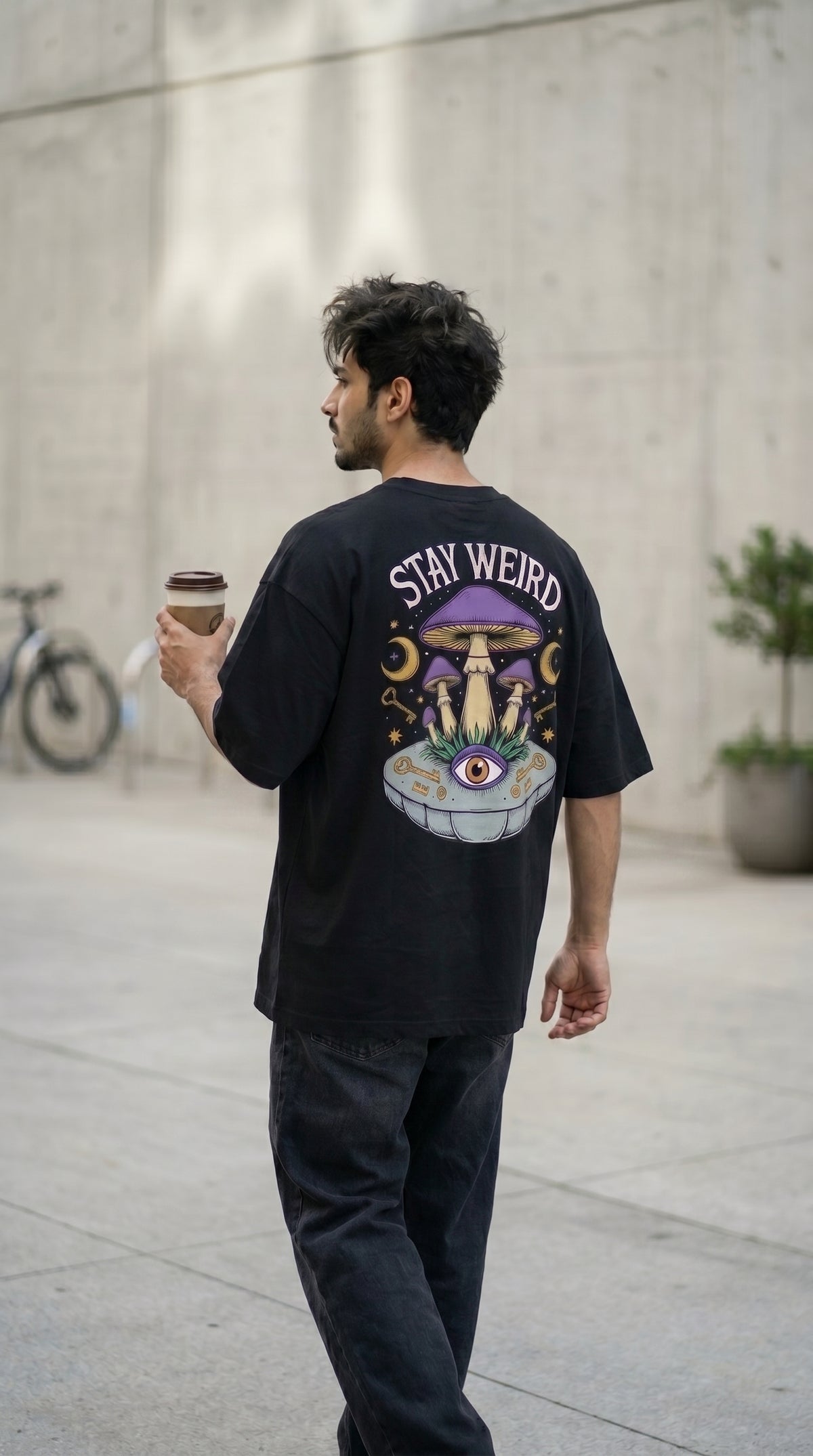 Stay Weird Oversized Graphic T-Shirt-5