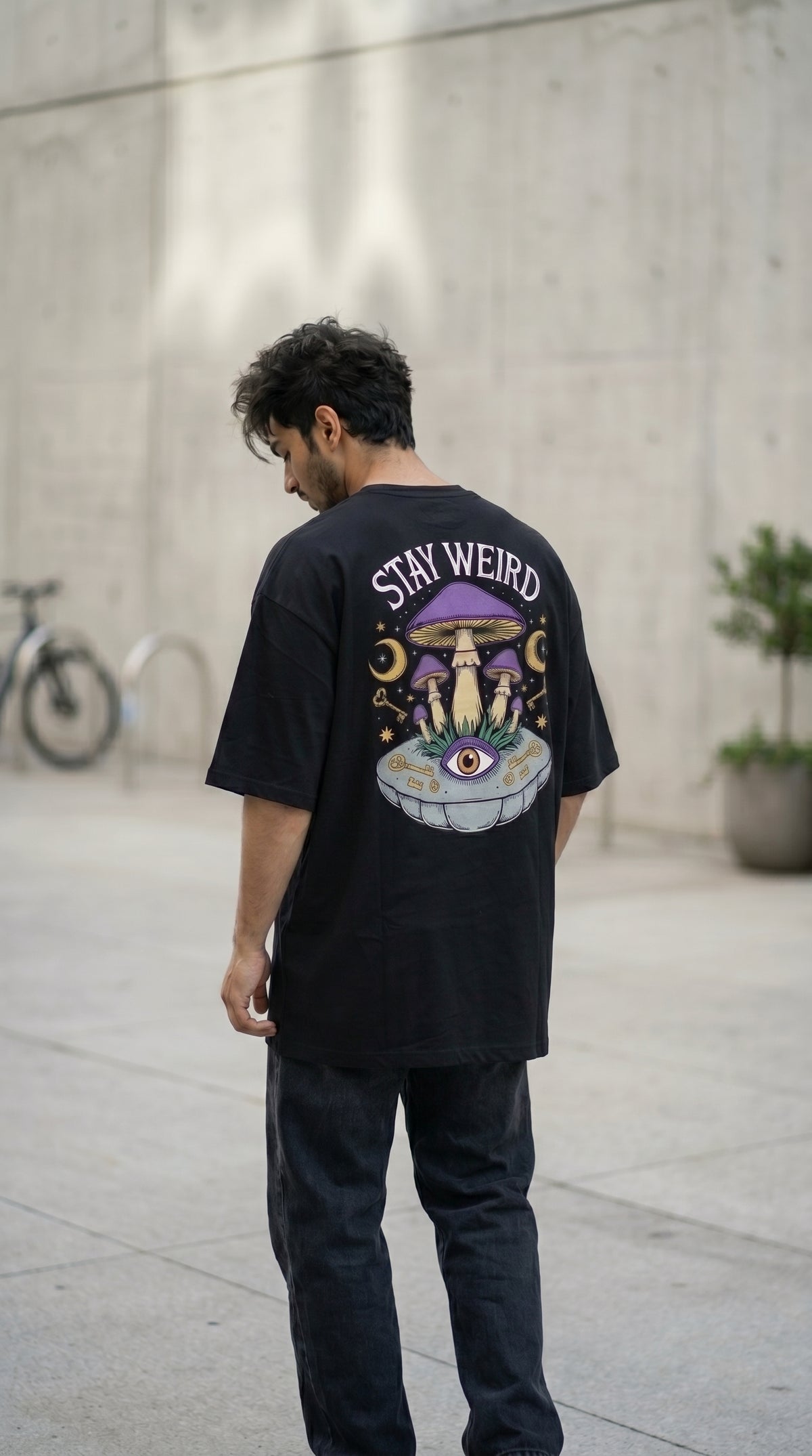 Stay Weird Oversized Graphic T-Shirt-9