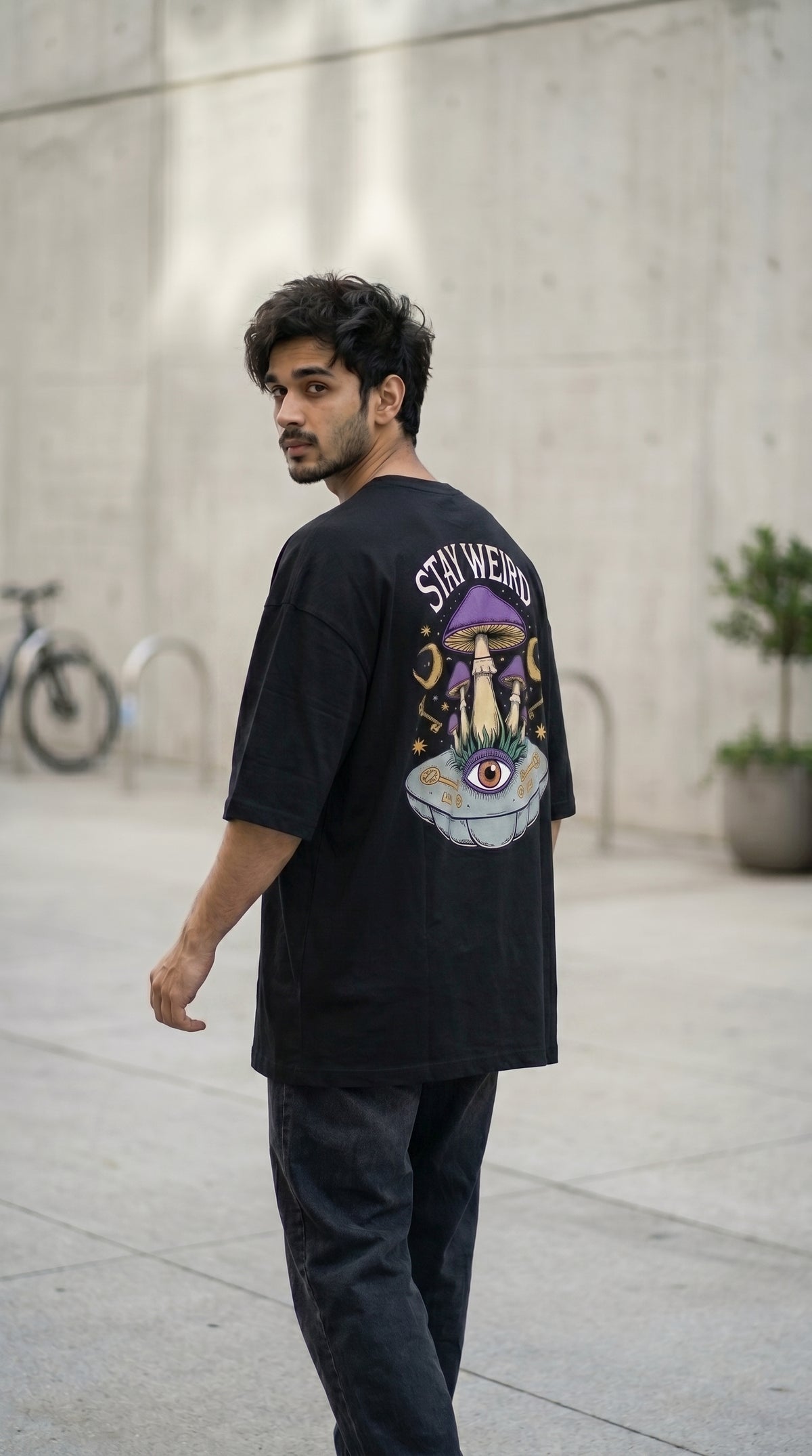 Stay Weird Oversized Graphic T-Shirt-8