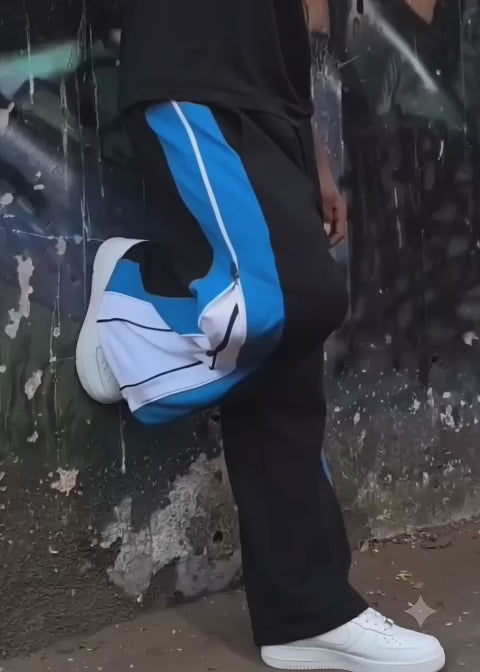 Velocity Blue Zip Panel Track Pants – Black with Blue/White Panel-12